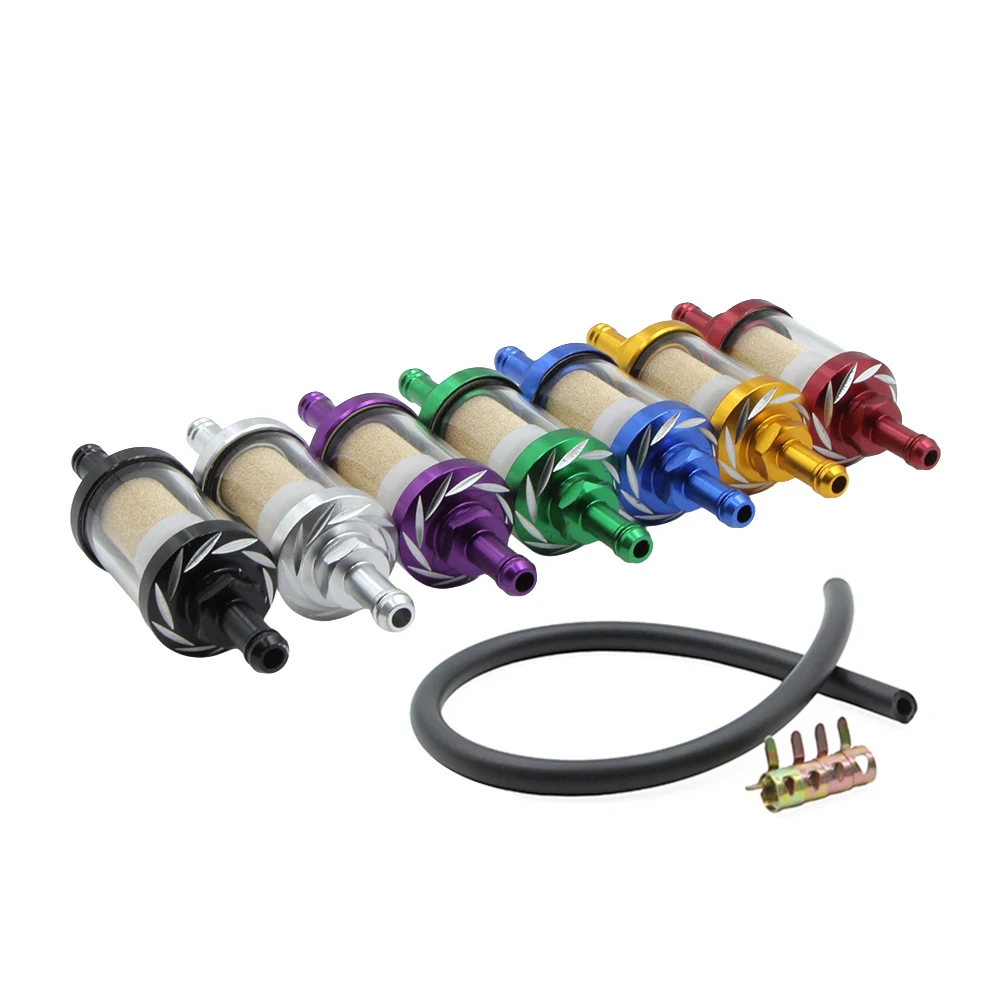 8mm M8 Gasolines Cleaner Petrol Oil Filter Fuel Gas Oil Tube Washable Copper Core For ATV Pit Dirt Bike Scooter Motorcycle Parts