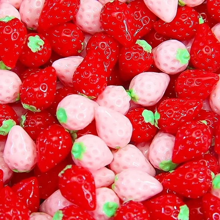 10pcs DIY Resin Charms Slime Supplies Additions Decor For Slime All Filler Cute Strawberry Phone Case Accessories Craft Ornament