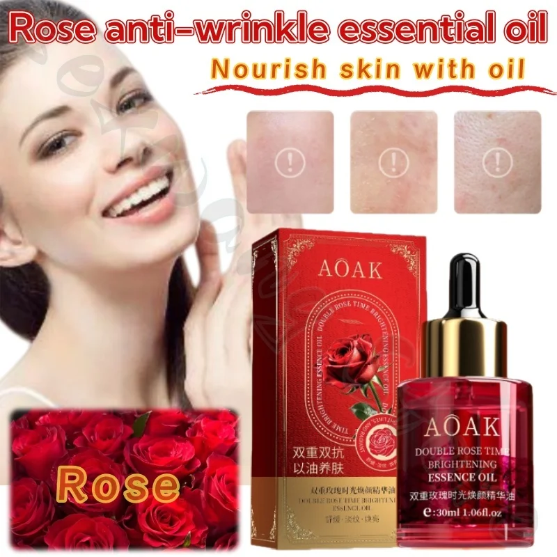 Rose essential oil 30ml nourishes and hydrates the skin with oil, lifts and tightens the face, improves dryness and roughness