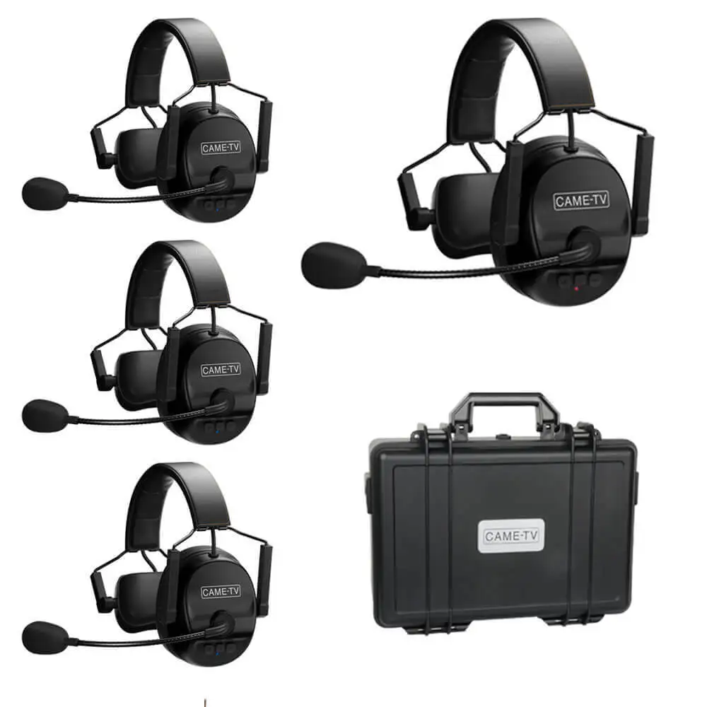 CAME-TV Kuminik8 1.9G Single Ear Full Duplex Digital Wireless Headset Foldable 4 Pack Wireless Intercom  Communicator