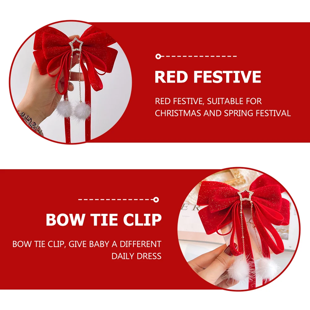 

Children Bowknot Clip Ribbon Barrette Lovely Girl Hair Decoration Flocking Comfortable Party Christmas Halloween Gift Matching
