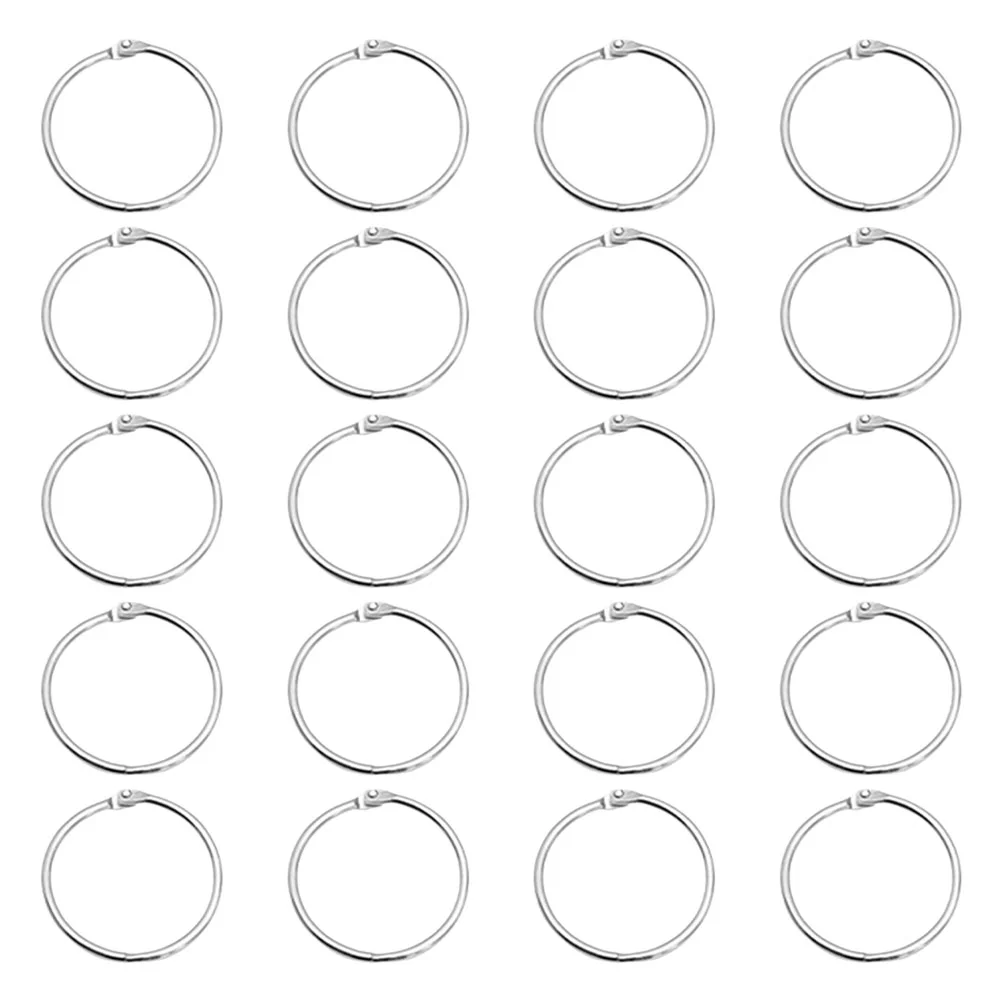 

20 Pcs Hoop Buckle Loose Leaf Binder Rings Large Key Index Card Clip Metal for Crafts Book Office