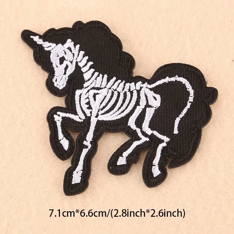 1/5pcs Fashion Hip Pop Style Skeleton Embroidered Patch Sew on Badges or Iron on Patches for Clothes Bags Hats DIY Craft