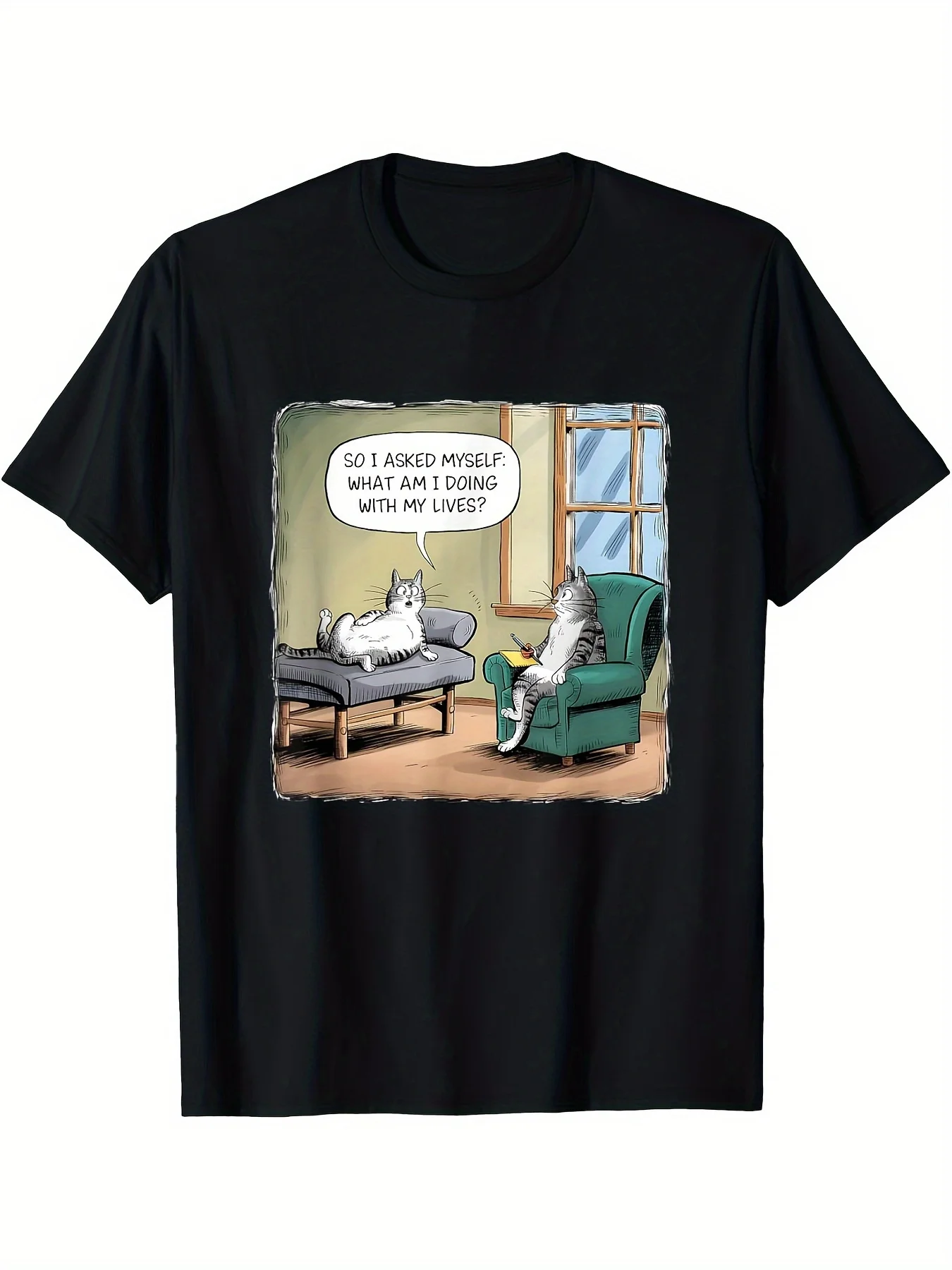Casual Summer No. 1 Men's Fun Medieval Cat Sock Pattern T-Shirt - 