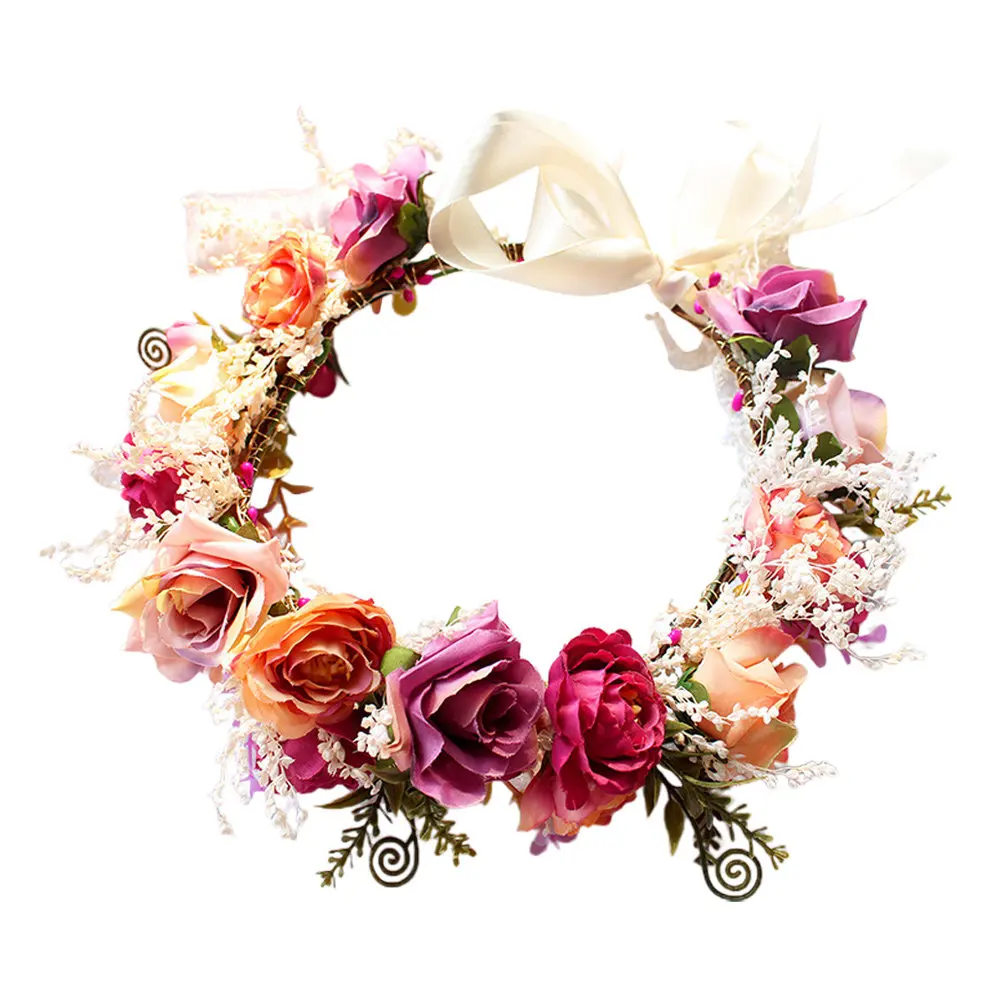 

1 шт. Модный свадебный головной убор: цветочный венок-корона для невест, украшение для волос, свадебная повязка, реквизит для фотосессий, аксессуар для выпускного вечера