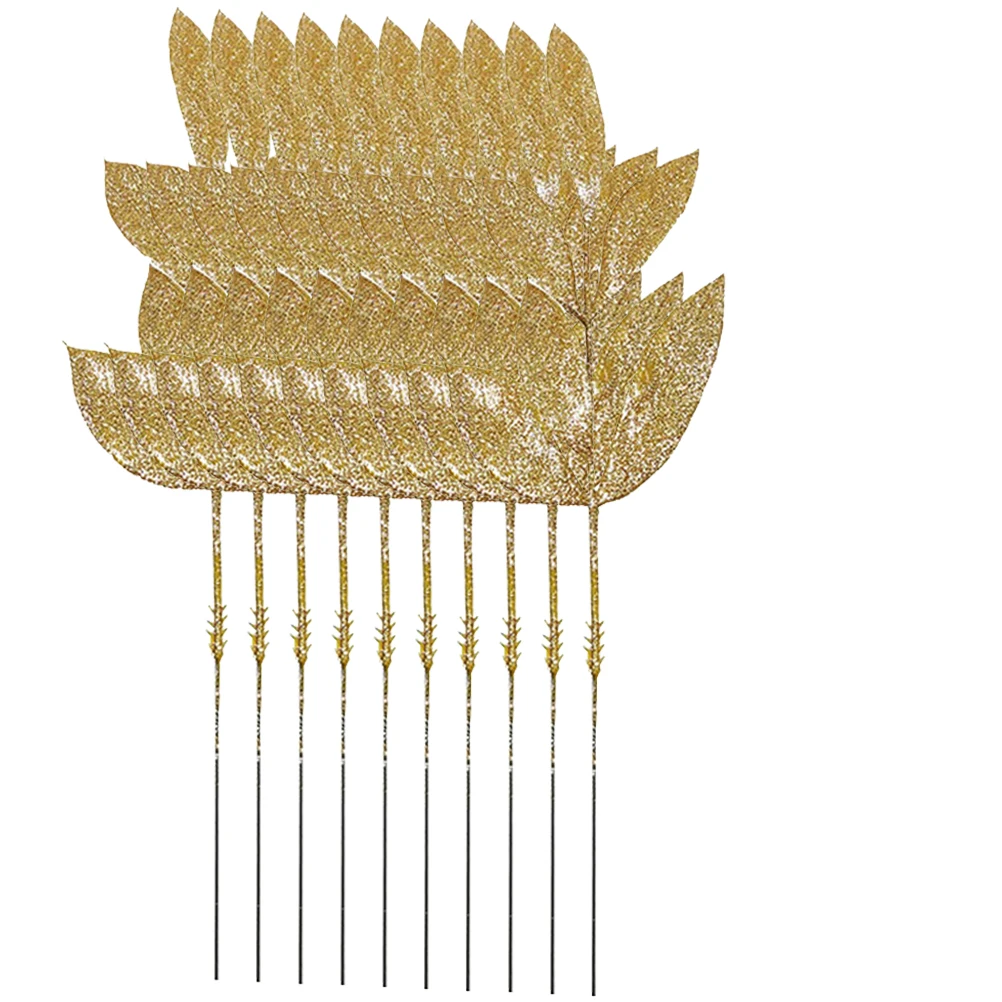10pcs Christmas Tree Wreath Glitter Leaf Picks Chinese Fake Leaves Holiday Wedding Decor Gold Artificial Fall Floral - Image 3