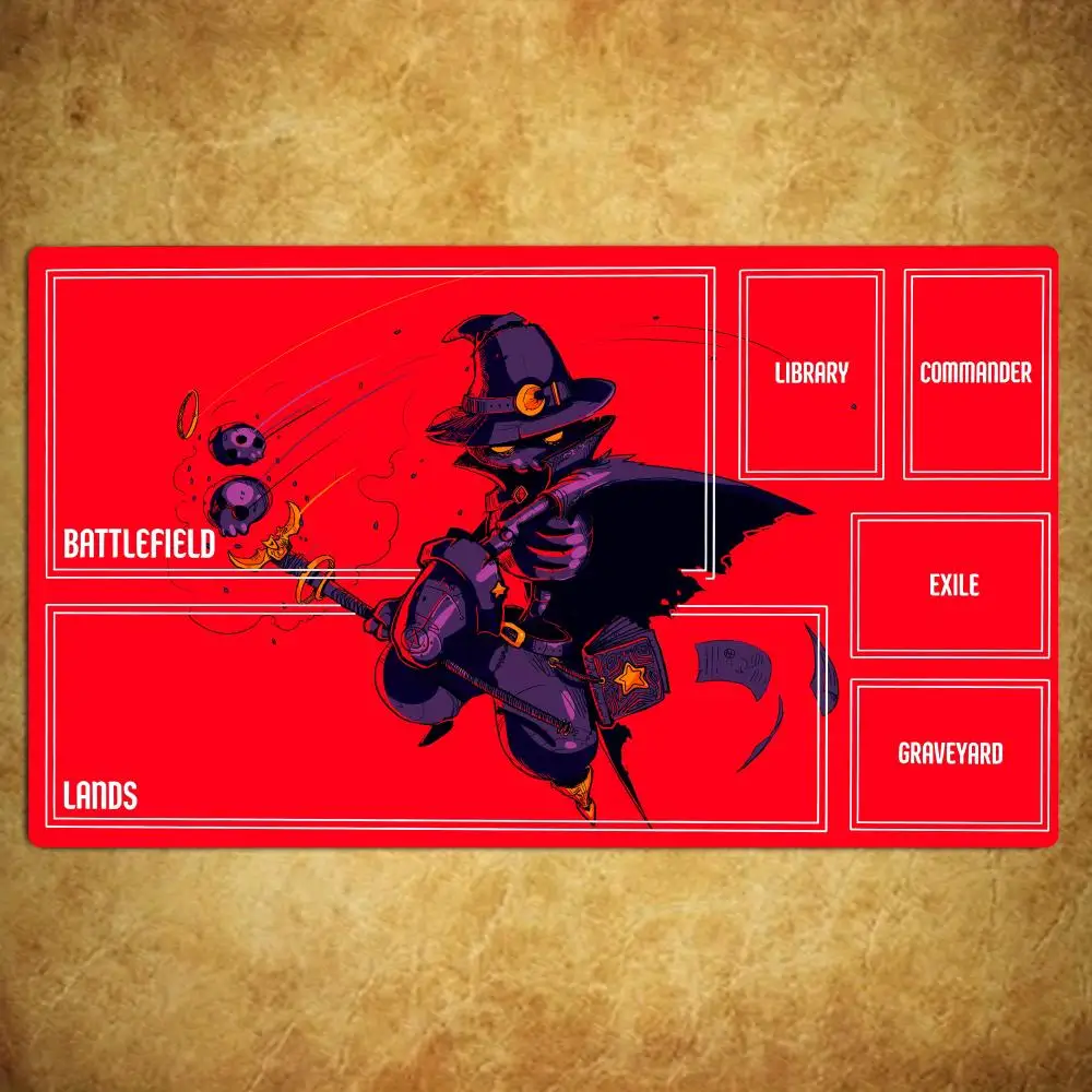 Anime Skeleton Wizard TCG Playmat 40X70CM Magic Card Battle Mat Non‑Slip Durable Stitched Edge Zoned Large Tabletop Playmat