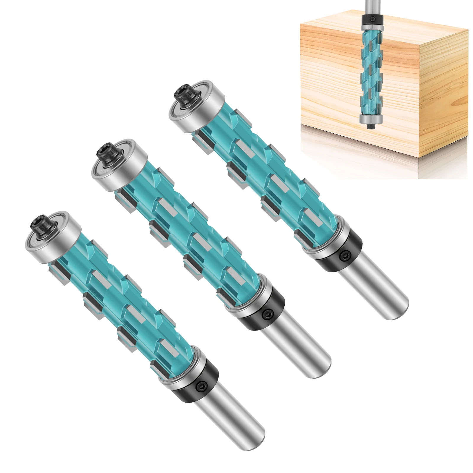 

Flush Trim Router Bit 1/2inch Shank Carbide Double Bearing Spiral Trimming Bit 2-9/16inch Cutting Length Sharp Woodworking Tool