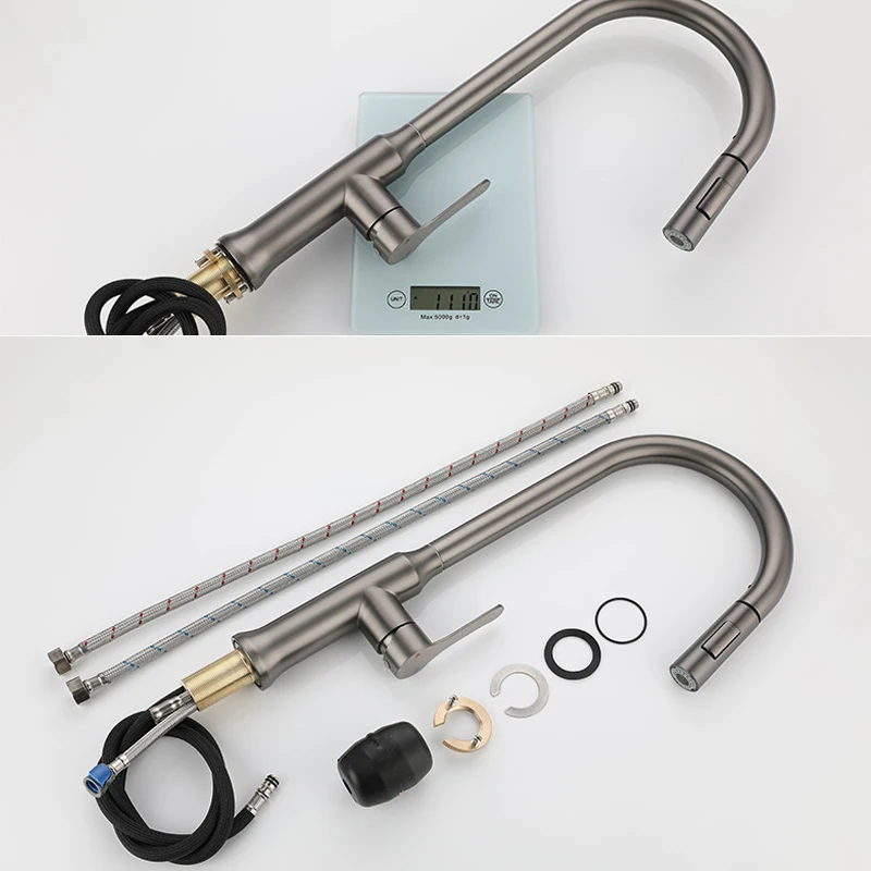 Gourmet Faucet Kitchen Gun Gray Sink Mixer Extendable Faucet Kitchen Mixer Tap Back Removable Kitchen Faucet Hot Cold Steam Deck