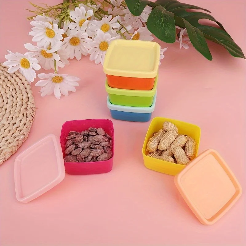 5pcs Rainbow Color Candy Nut Snack Storage Box，Plastic Freezer Cans with Lids, Food Storage, and Storing Cereal view 2