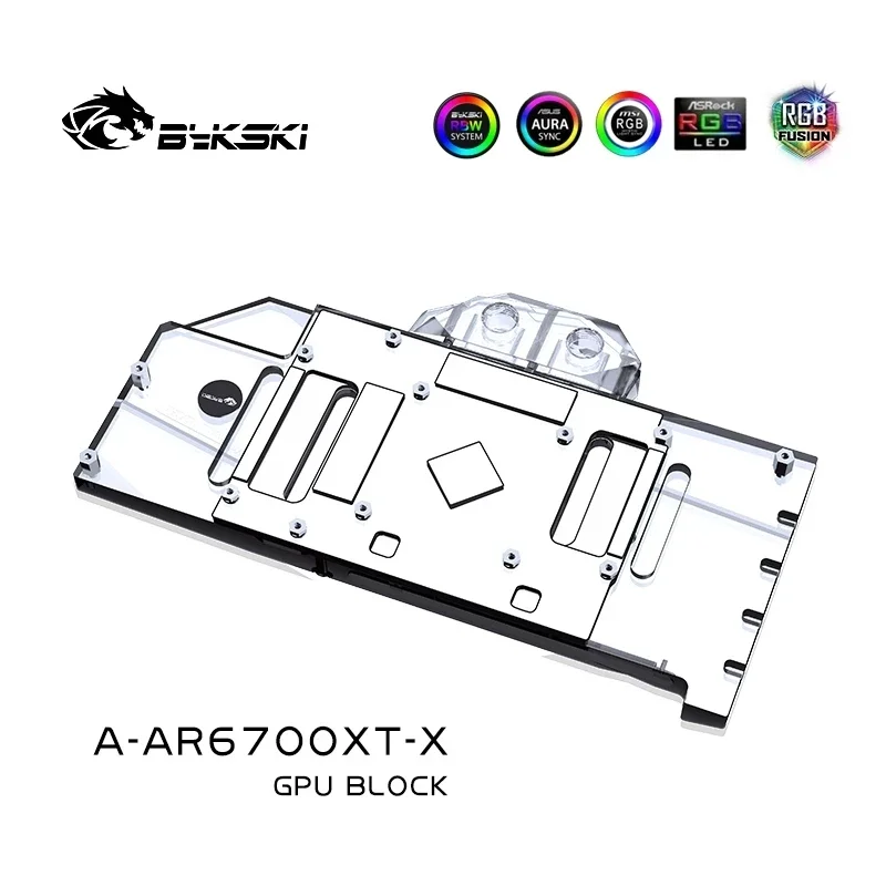 Bykski GPU Water Block for ASRock Radeon RX 6700 Challenger Pro Card / Copper Cooling Radiator RGB AURA / A-AR6700XT-X