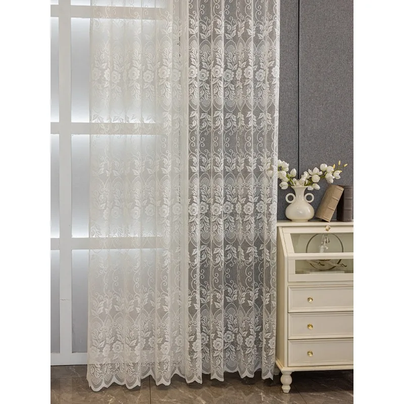 

Custom Size European Style Embroidery and Thermally Insulated Luxury Villa Curtains for Living Dining Room Bedroom White Tulle