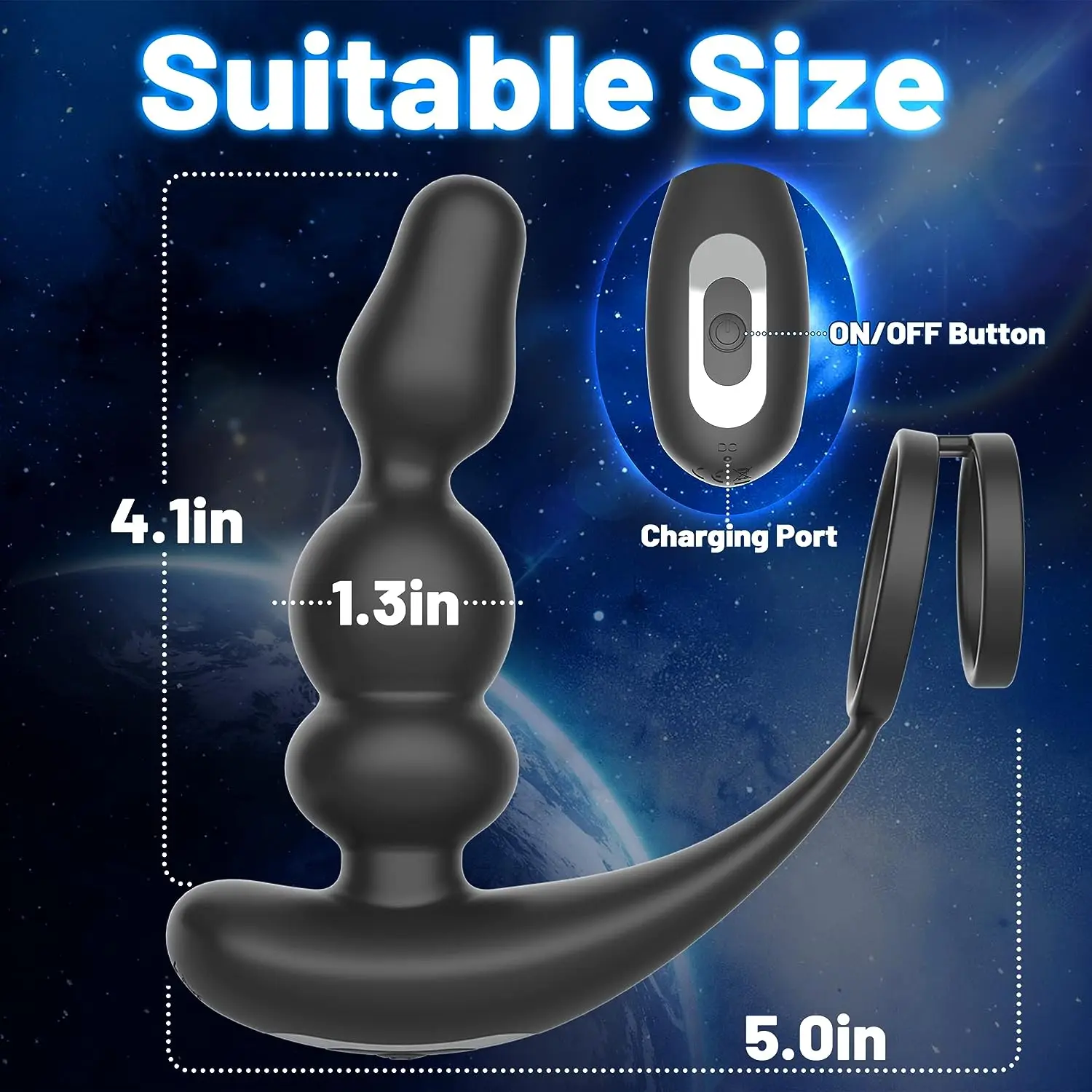 360° Rotating Prostate Massager Vibrating Dildo Anal Beads Vibrator with Penis Cock Ring Butt Plug Sex Toys for Men Gay Couple view 6
