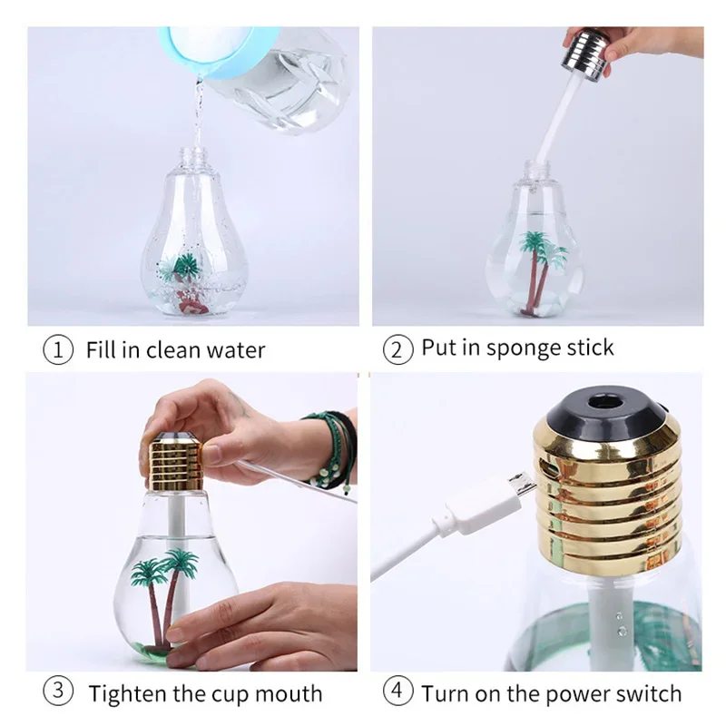 Light Bulb Humidifier 400ML For Home