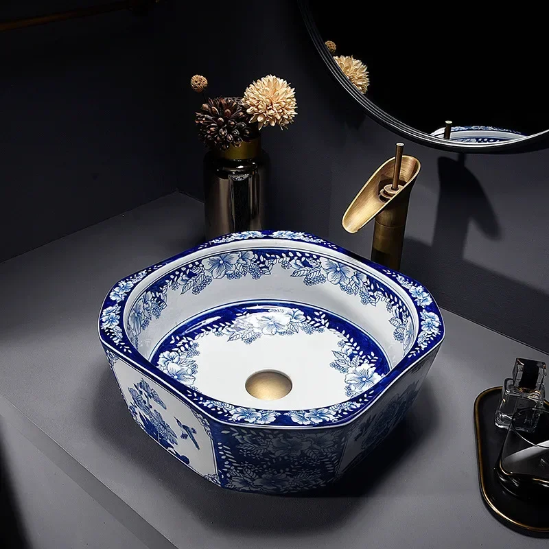 

Chinese Simple Wash Basin Table Basin Home Balcony Basin Bathroom Washbasin Square High