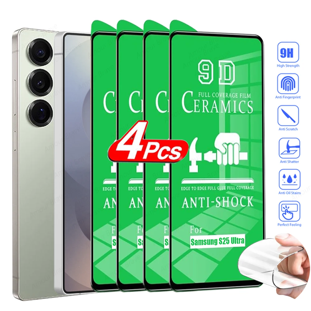 4PCS Klare Keramikfolie für Samsung Galaxy S25 S24 Ultra S23 S22 S21 Plus S20 Nicht Glas Displayschutzfolie auf Galaxy S25 FE