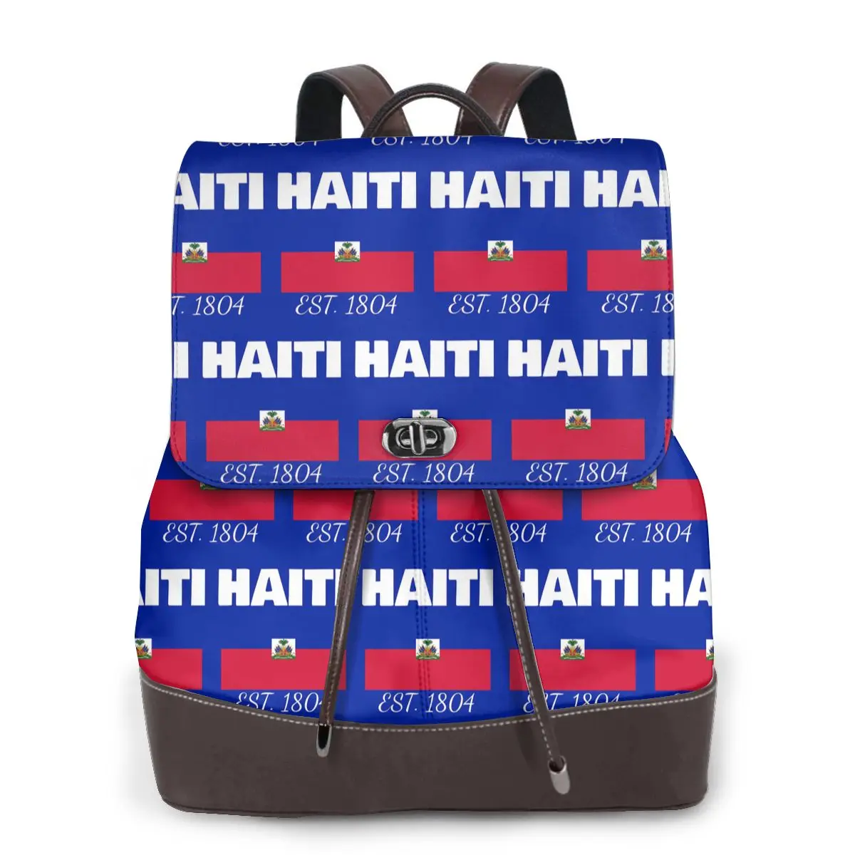 Haiti EST. 1804 Independence Haitian Flag Bookbag School Student Bags Hiking Travel Daypack for Women Fashion Derma Backpack