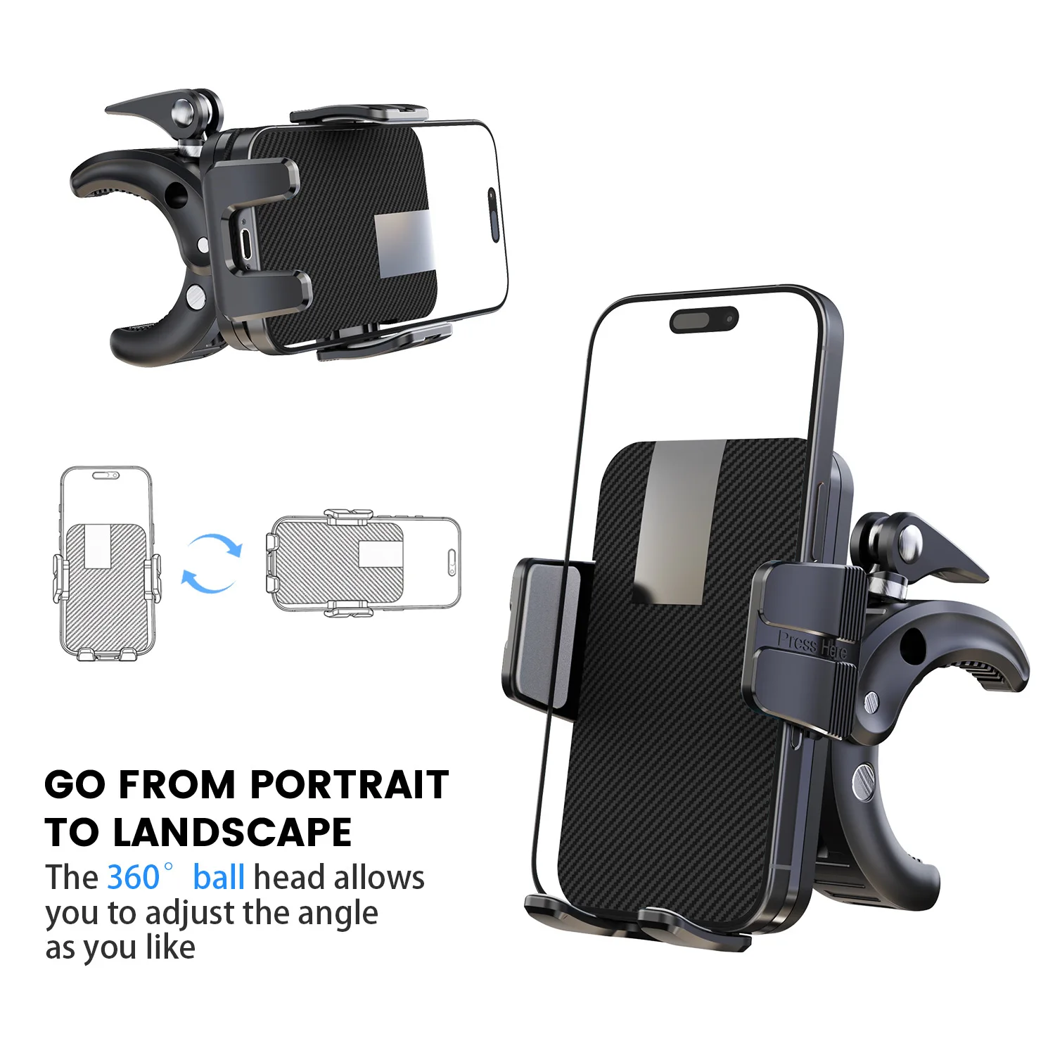 Universal Phone Holder Clamp for Boat Yacht Jet Ski Desk Pole, Quick Install & Detach, for Selfie Video, Portable for All Phones - view 5