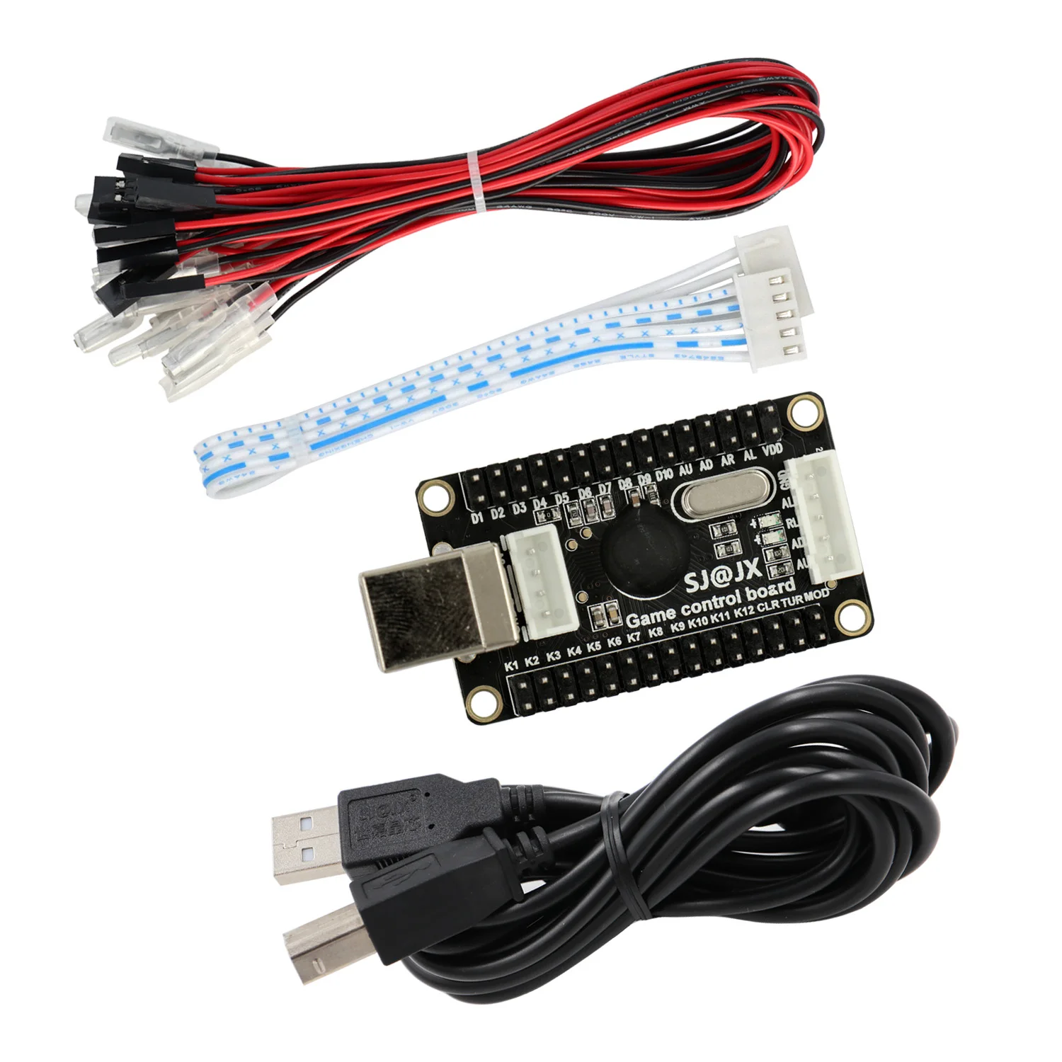 لعبة أركيد من SJ @ JX لوحة تشفير USB مزودة بضوء LED بدون تأخير عصا تحكم بزر تحكم كابل عصا تحكم لأجهزة الكمبيوتر MAME Raspberry Pi