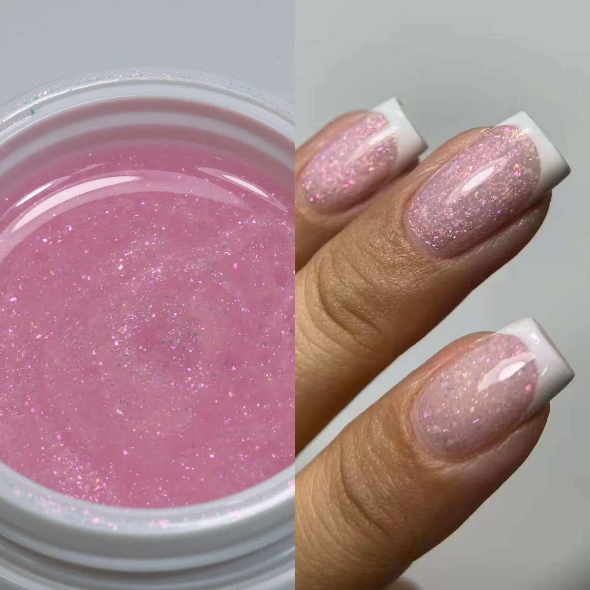 MSHARE 30g Rosa Glitzer-Builder-Nagelgel Perlweiß UV/LED Selbstnivellierend TPO-frei Nagelverlängerungsgel Nagelkonstruktion