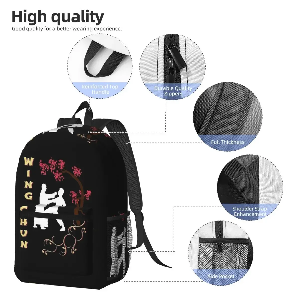Chinese Kung Fu Tai Chi And Wing Chun Backpack Student BookBag Kids School Bag Laptop Shoulder Bags for Men Women