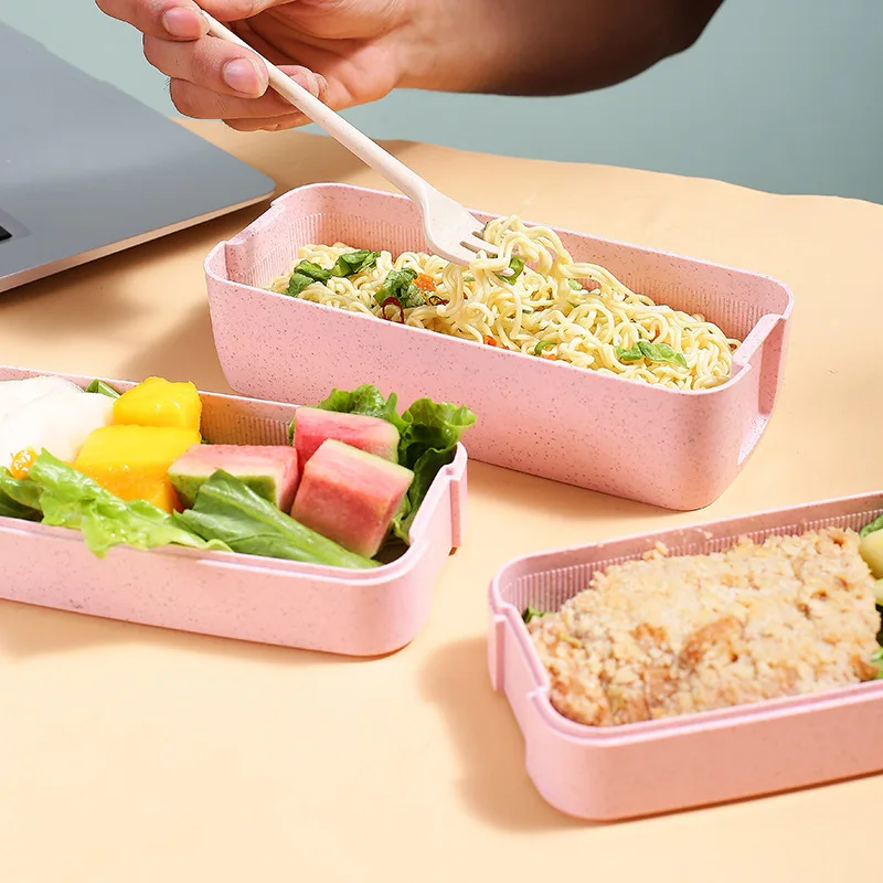 Student Bento Box with Cutlery Office Office Lunch Box 3 Layers Large Capacity Can Be Used for Microwave Ovens Good Sealing