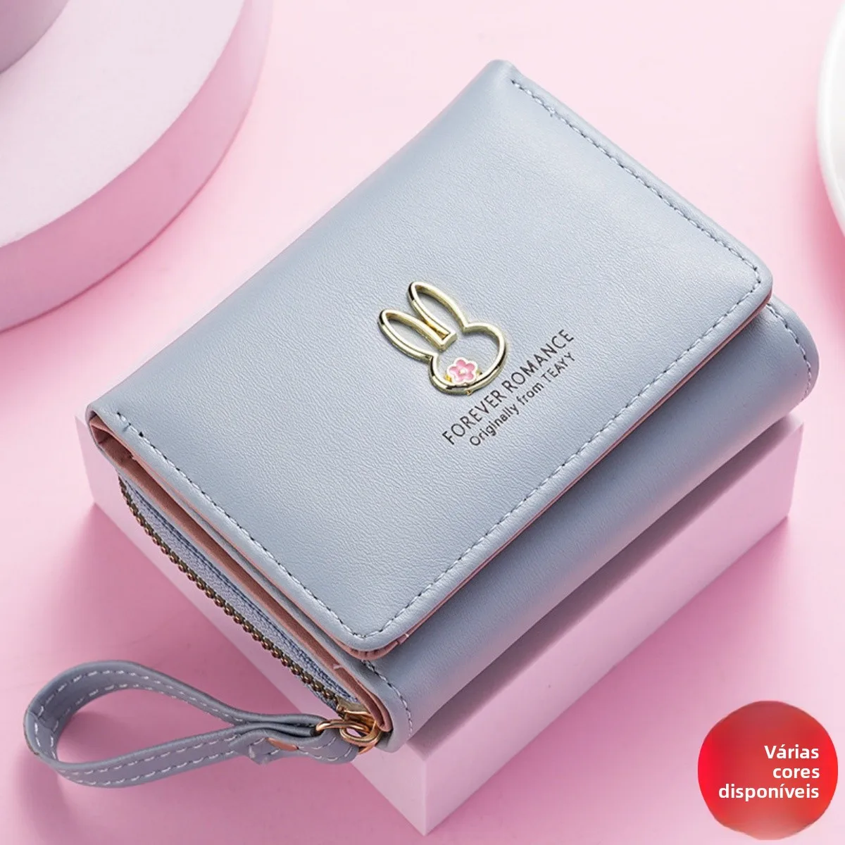 new-2026-short-women's-wallet-cute-little-rabbit-design-student-girl's-fashion-silver-color-children's-card-holder-pocket-square