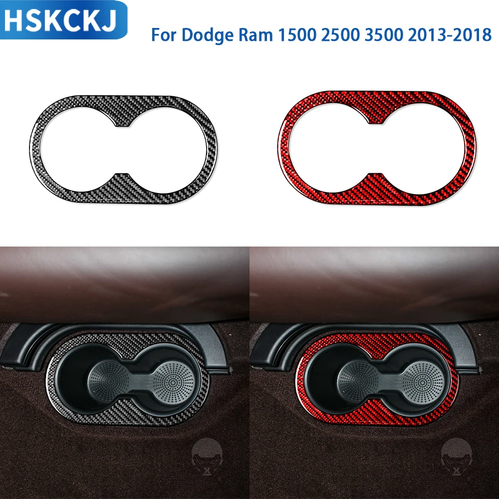 

For Dodge Ram 1500 2500 3500 2013-2018 Accessories Real Soft Carbon Fiber Armrest Box Rear Cup Holder Cover Trim Sticker