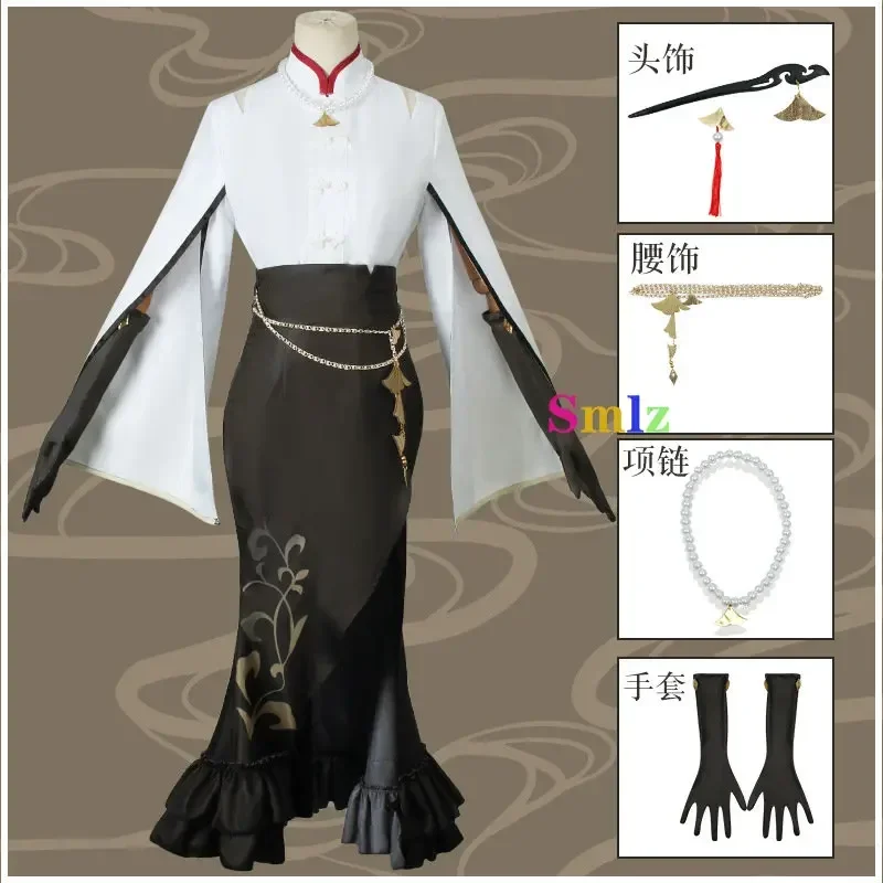 Game Genshin Impact Cosplay NingGuang Pizza Hut Ningguang Cosplay Dress Anime Wig Clothes Full Set Halloween Costumes