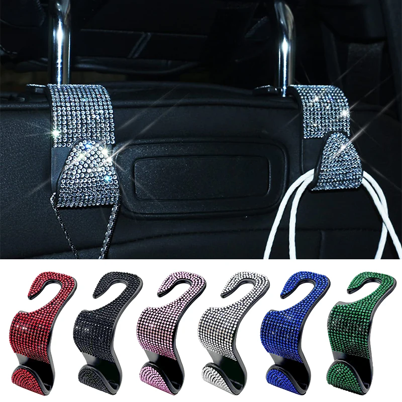 

2pcs Artificial Diamond Car Hook, Car Hidden Car Storage Hook Creative Car Seat Hook Hanger Car Accessories For Women