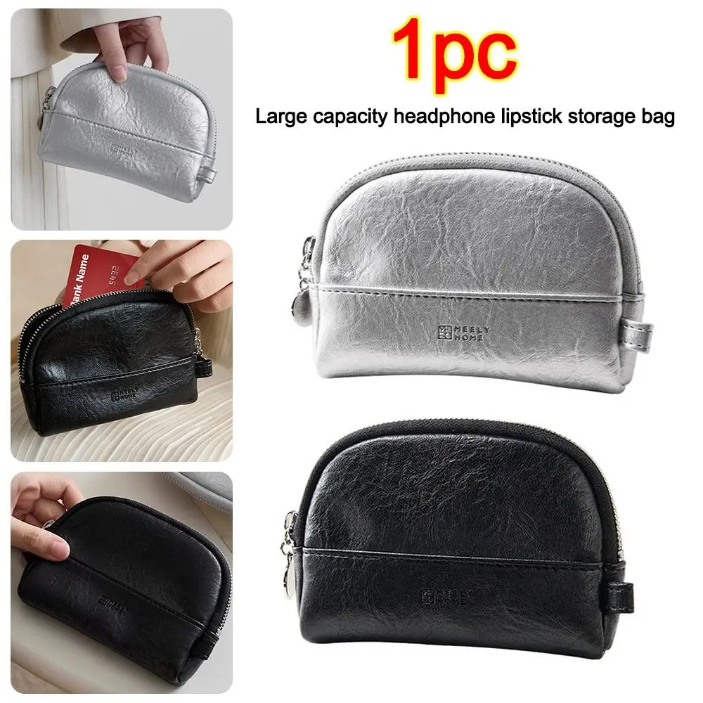 Monedero de cuero PU Retro, bolsa multifuncional para tarjetas con cremallera, bolsa de almacenamiento de llaves