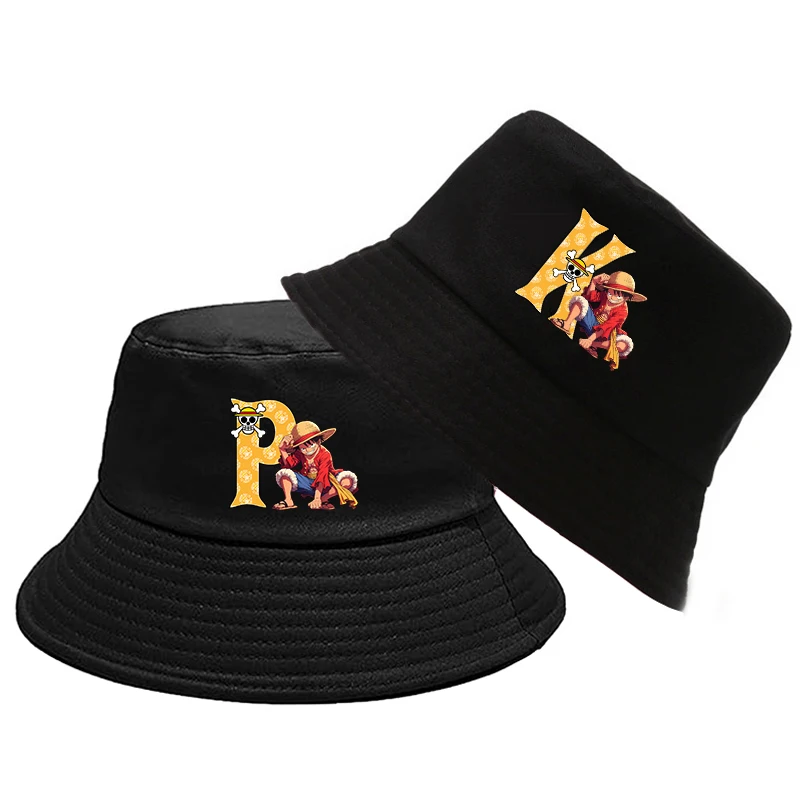

Цельная Панама с надписью Луффи A-Z, детская Панама с рисунком аниме для мальчиков, летняя мужская уличная солнцезащитная шляпа в рыбацком стиле