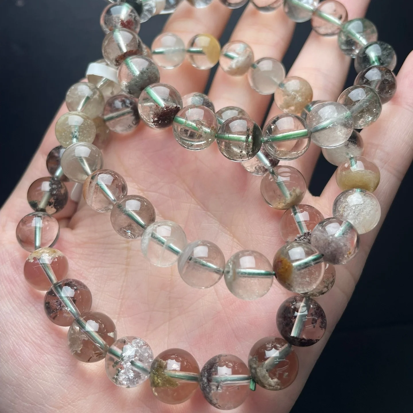 

1 Pc Fengbaowu Natural Four Seasons Lodolite Phantom Garden Quartz Bracelet 10MM Round Beads Crystal Reiki Healing Stone Jewelry