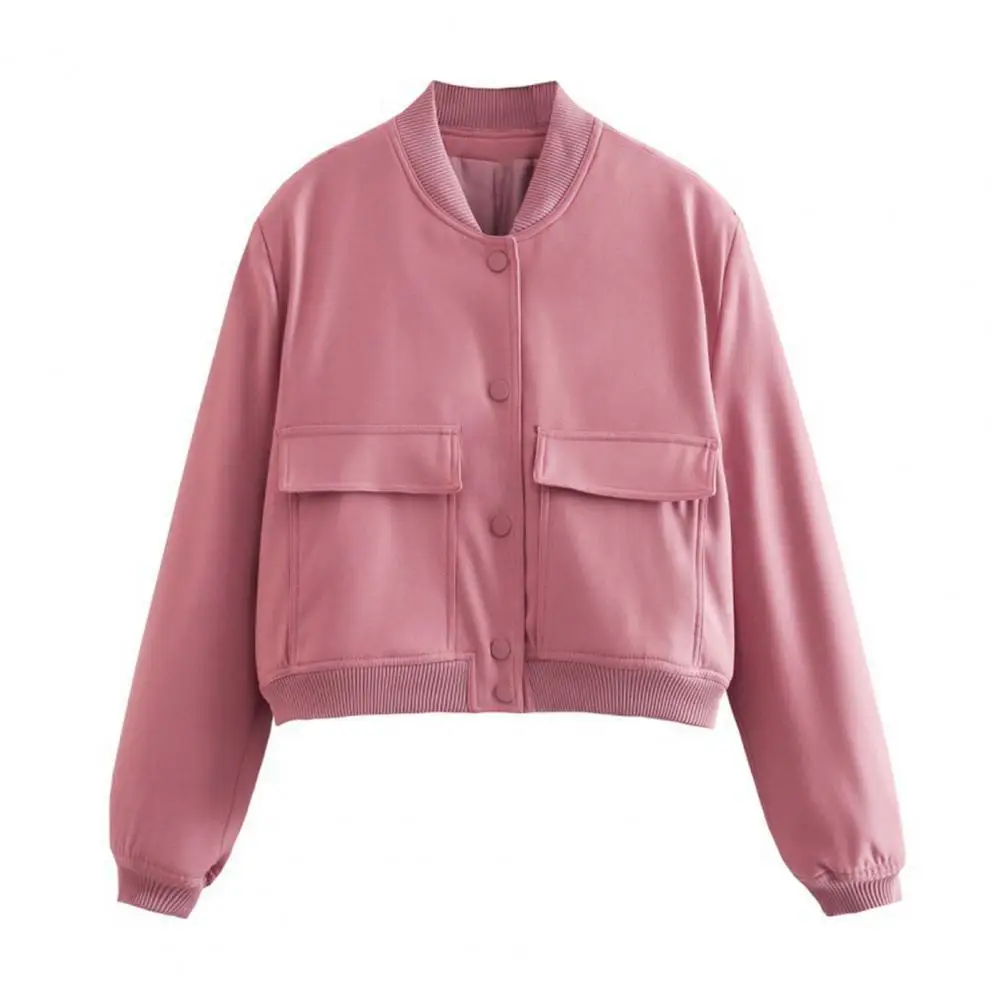 

Stand Collar Large Pocket Unisex Style Jacket Women Jacket Structured Collar Cropped Jacket Button Down Urban Style Short Coat
