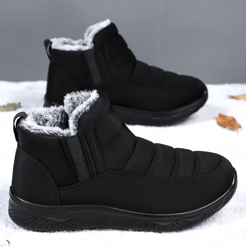 Snow Boots Men's Fleece Thickened Dad Cotton Boots Waterproof Shoes Polyurethane Thermal Cotton Shoes