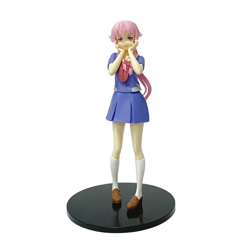 In voorraad 17 cm Toekomst Dagboek Mirai Nikki Gasai Yuno Anime Uniform Jurk Staande Houding Action Figure Model Desktop Speelgoed
