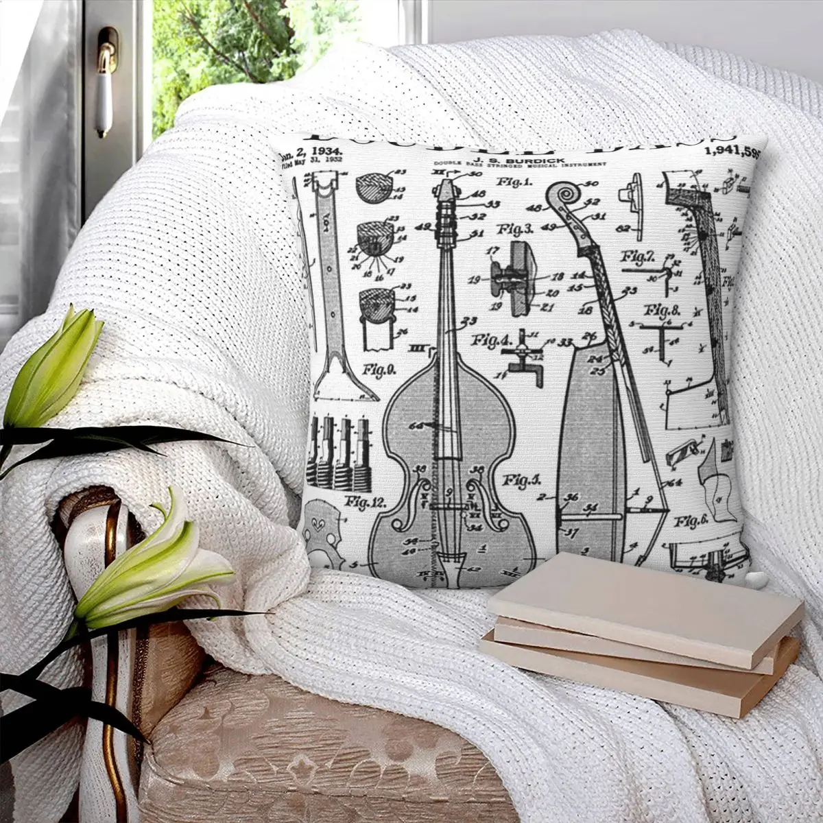 

Double Bass Player Bassist Musical Instrument Square Pillowcase Pillow Cover Cushion Comfort Throw Pillow for Home Sofa