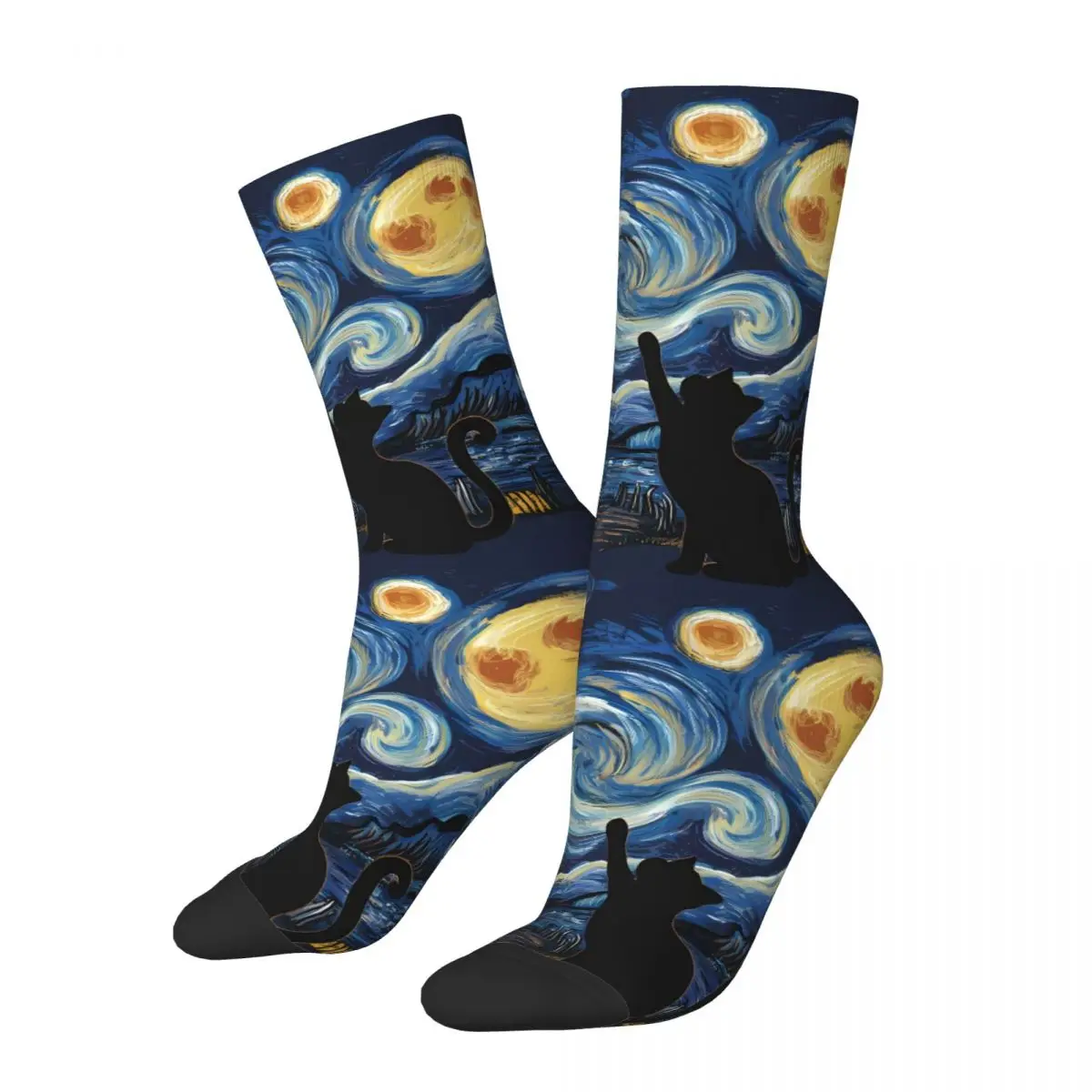 Van Gogh Starry Night Rose Sunflower Sock Printed Man Polyester