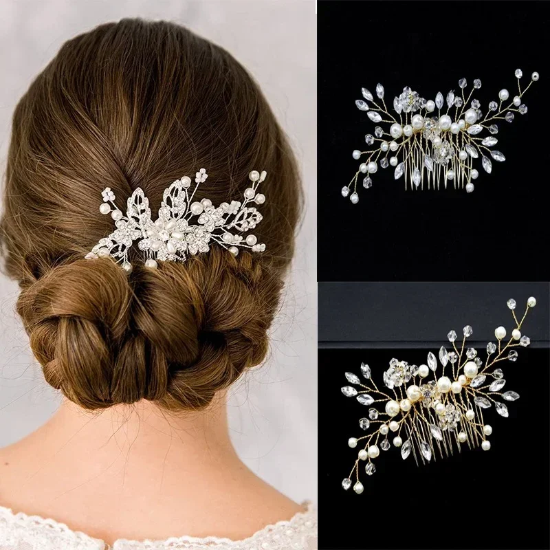 Épingle à cheveux en métal en forme de U pour femmes, pinces à cheveux élégantes, perle, cristal, patients de mariage, peigne, fourcommuniste,