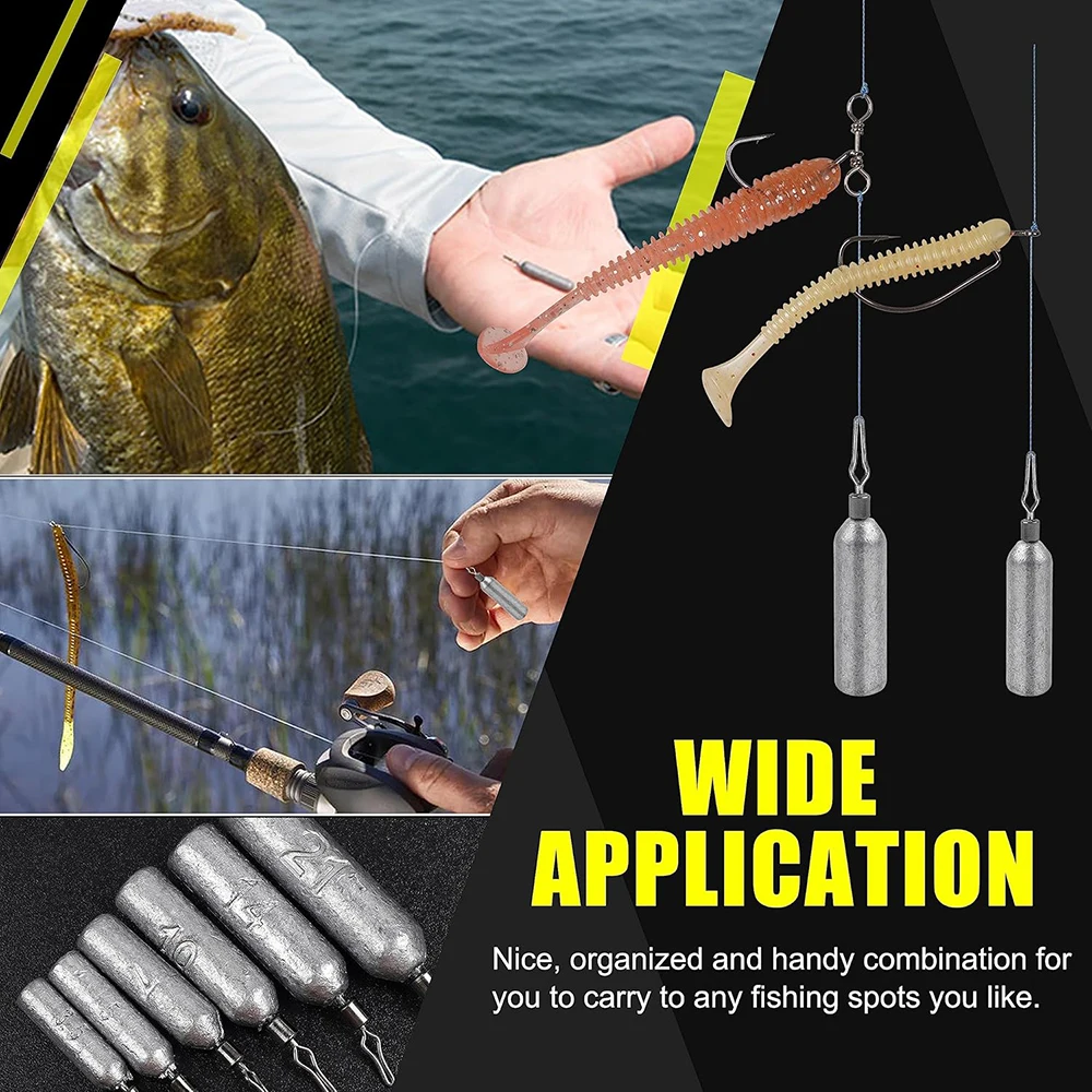 Drop Shot Fishing Weights Skinny Sinkers with Barrel Swivels Cylinder Pencil Weight Wacky rigs for Trout Bass Fishing Tackle