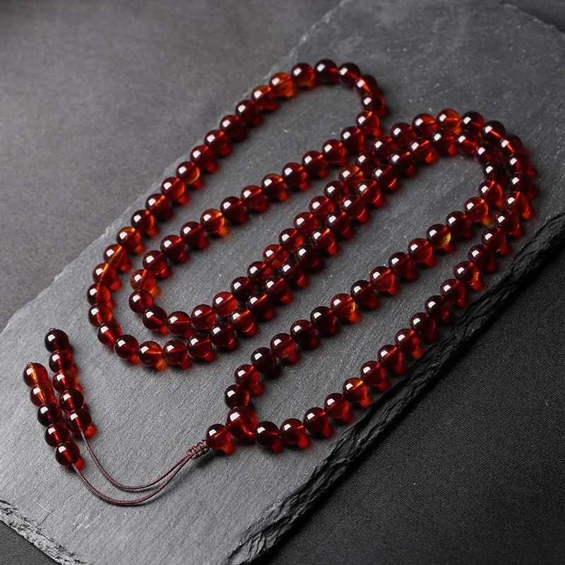 108 Multi-circle Beads, Bracelet Necklace, Men's and Women's Second-generation Amber Beeswax, Blood Silk Beads.