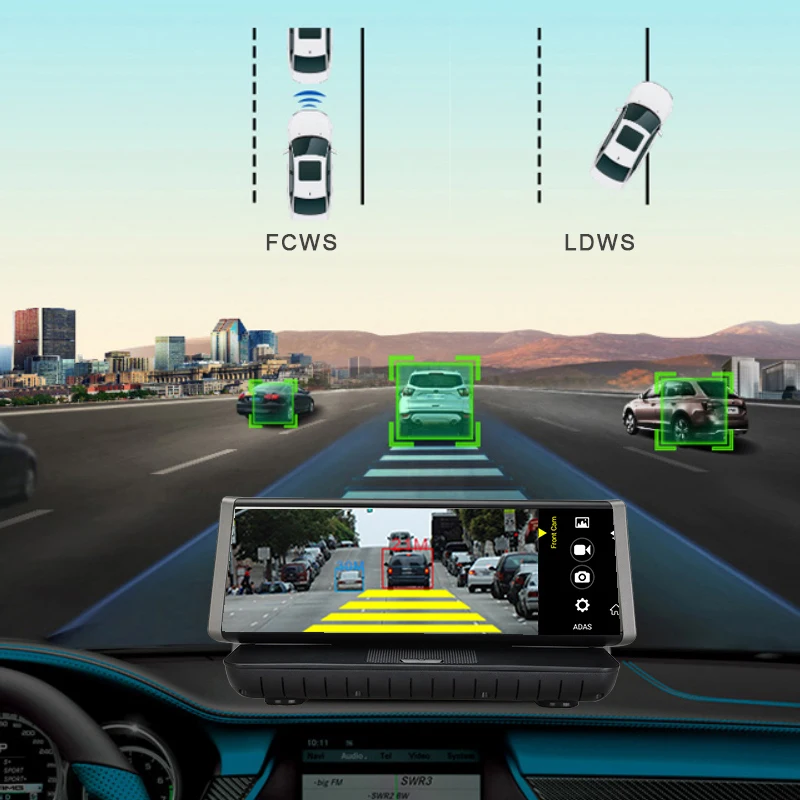 8 "Touch 4G Android Wifi GPS Full HD 1080P Camera Auto Dual Lens Dash Camera ROM 16GB ADAS Auto Dvr Camera