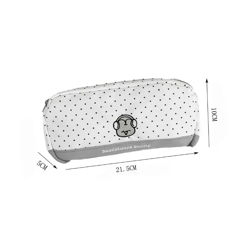 لطيف موجة نقطة سماعات أرنب القلم حالة الكرتون المحمولة الحد الأدنى سعة كبيرة مقلمة حقيبة التخزين لوازم الطلاب #6