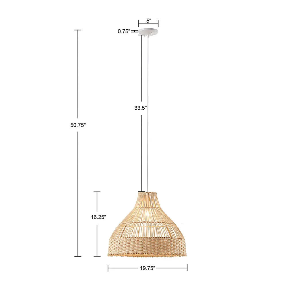 Ciondolo in bambù a forma di campana, l'ombra a campana è realizzato in bambù naturale e ha una funzione di tessitura intricata