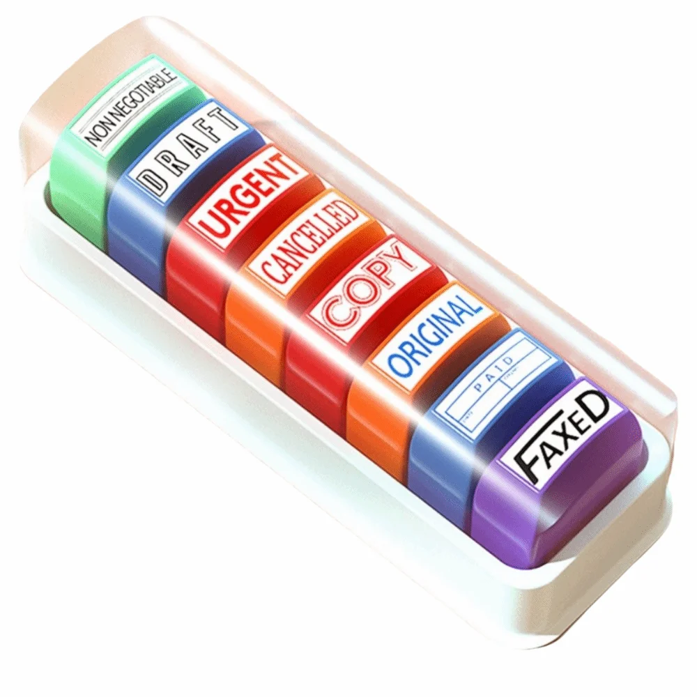 5/8Pcs Creative Teacher's Review Seal Encouragement Colorful Teacher's Comment Stamp Automatic Inking English Version
