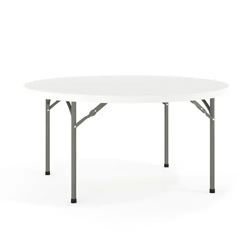 5' Round All-Occasion Plastic Folding Event Table for Parties and Trade Shows for Indoor/Outdoor Events, White