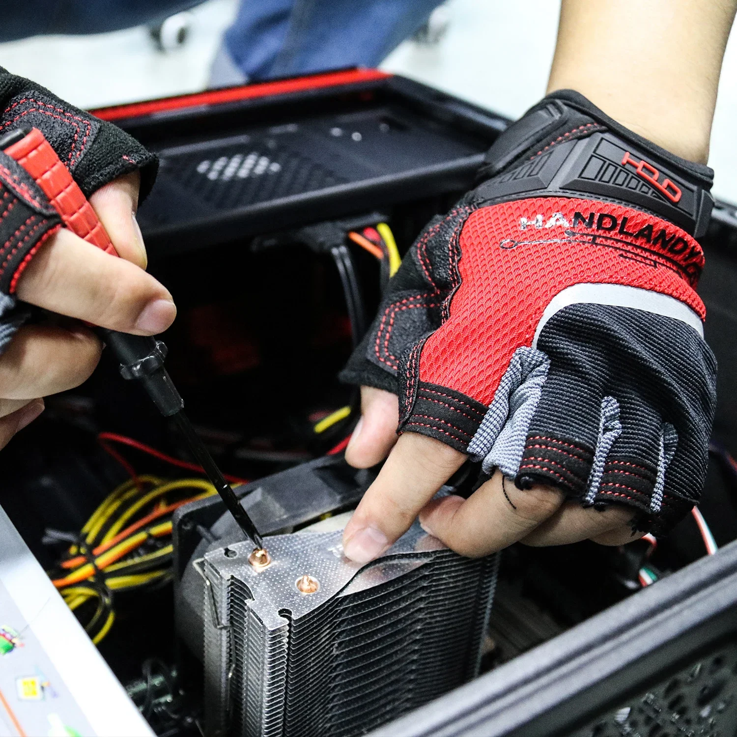 Luvas de trabalho sem dedos HANDLANDY para homens utilitários meio dedo para dirigir ciclismo luvas de trabalho