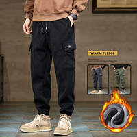 Winter Thick Fleece Men's Jogging Pants Warm Comfort Sweatpants Loose Casual Fashion Korean Multi-Pocket Thermal Cargo Trousers