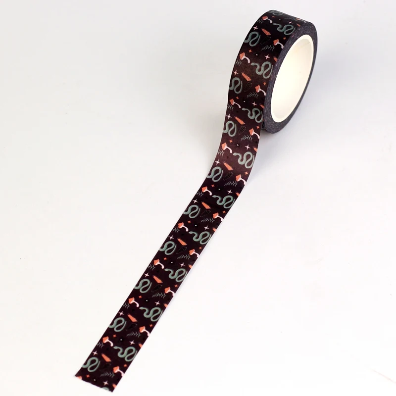 1X Dark Magic Snake Washi Tape Witchy Mushroom Crystal Star Decor Masking Tape for Journal Scrapbook Card Making DIY Crafts