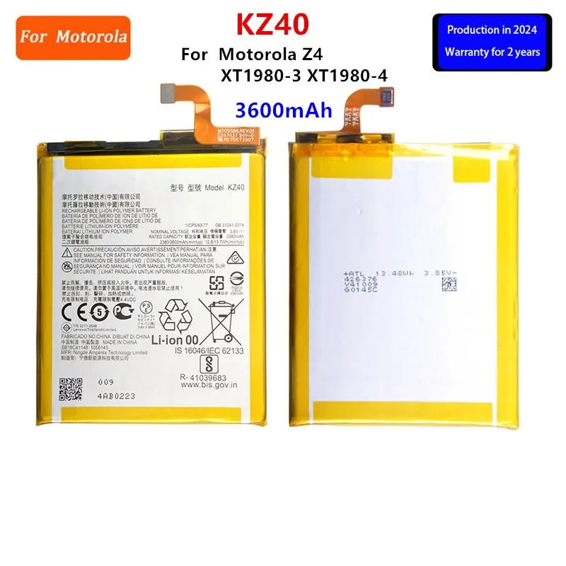 

100% Original KZ40 3600mAh Battery For Motorola Moto Z4 XT1980-3 XT1980-4 Phone Batteries.